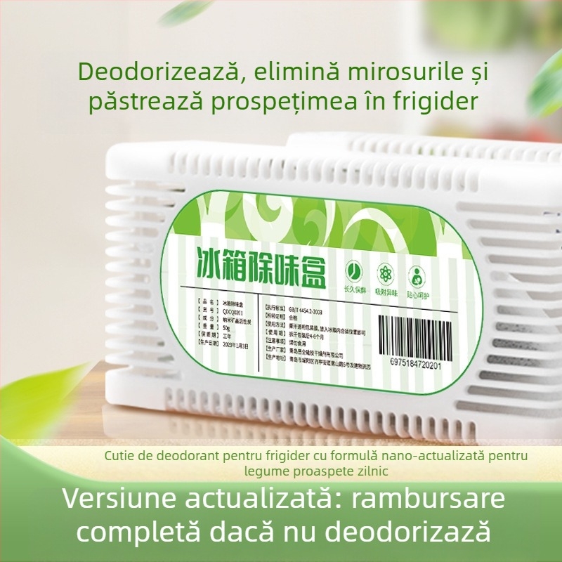 Deodorant pentru frigider cu cristale nano minerale, fără parfum, 50 g, 150 bucăți