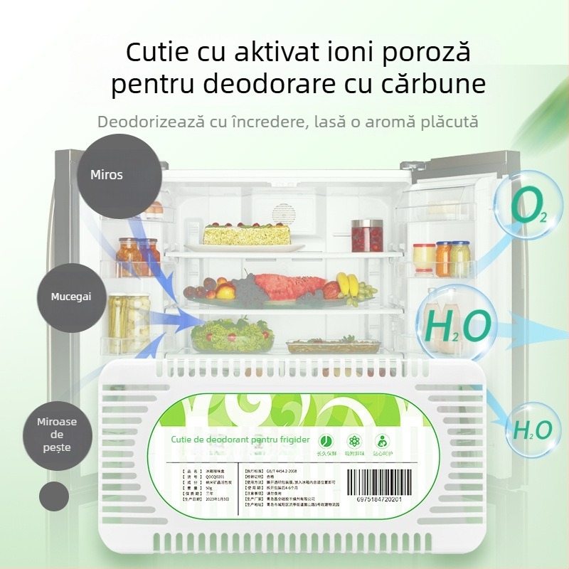Deodorant pentru frigider cu cristale nano minerale, fără parfum, 50 g, 150 bucăți