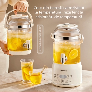 Zemkon Pot de sănătate cu corp din sticlă borosilicată de înaltă calitate, 3 L, 800 W, 220 V, termostat digital, control prin atingere, model RC-Z830D35