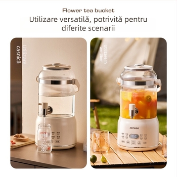Zemkon Pot de sănătate cu corp din sticlă borosilicată de înaltă calitate, 3 L, 800 W, 220 V, termostat digital, control prin atingere, model RC-Z830D35