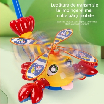 Cărucior de învățare pentru mers cu bară unică – jucărie din plastic, antiderapant, pentru copii 0-3 ani