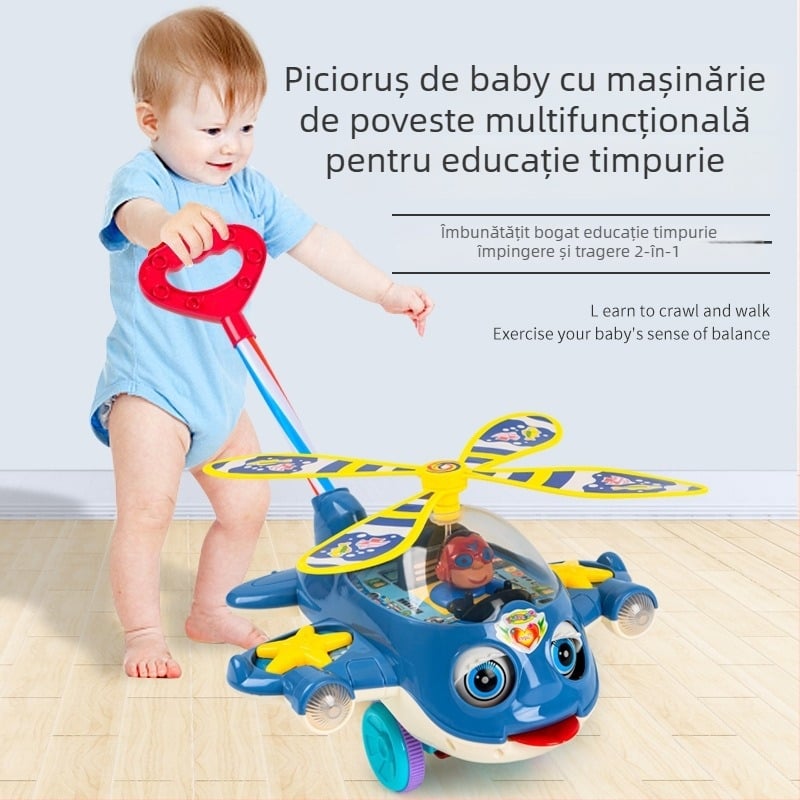 Mergător pentru copii cu povești — jucărie educațională multifuncțională, din plastic, 0–3 ani, dezvoltă coordonarea mână-ochi