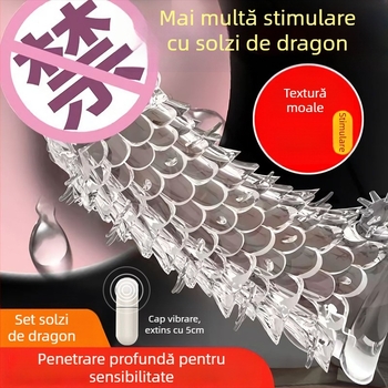 OLO set cu cristale vibrante cu model Dragon pentru adulți — control electric, material gel moale, lubrifiant inclus, garanție de 5 ani
