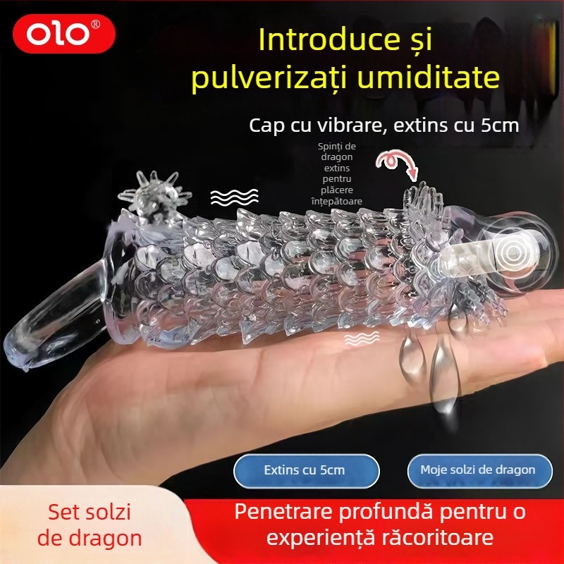 OLO set cu cristale vibrante cu model Dragon pentru adulți — control electric, material gel moale, lubrifiant inclus, garanție de 5 ani