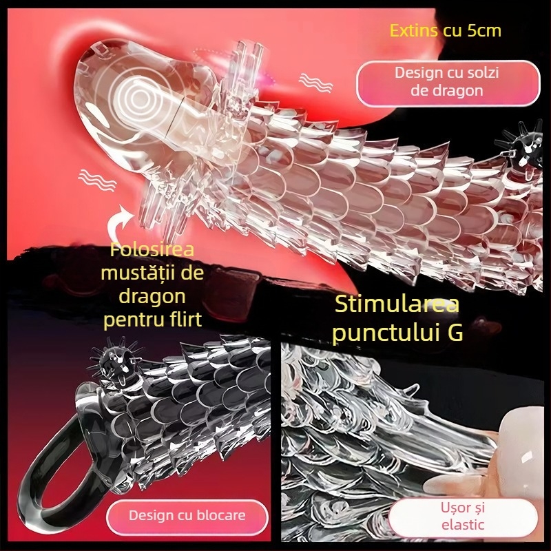 OLO set cu cristale vibrante cu model Dragon pentru adulți — control electric, material gel moale, lubrifiant inclus, garanție de 5 ani