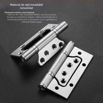 Balama de ușă din oțel inoxidabil, întărită, cu rulment silențios — Left Steel; potrivită pentru uși de cameră, baie și uși de fum; material: oțel inoxidabil; tip produs: balama