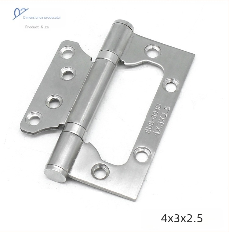 Balama de ușă din oțel inoxidabil, întărită, cu rulment silențios — Left Steel; potrivită pentru uși de cameră, baie și uși de fum; material: oțel inoxidabil; tip produs: balama