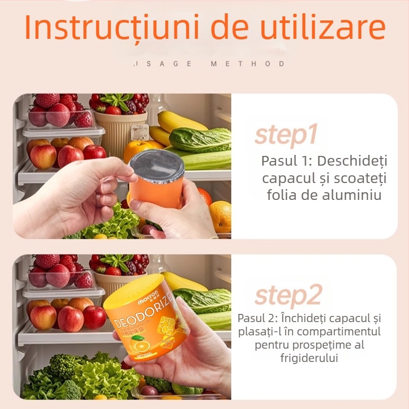 Meidunbang Deodorizant pentru frigider – Deodorant de aer, 150 g, Aromă portocalie