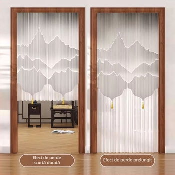 Draperie pentru ușă cu dantelă, anti-țânțari, intimitate pentru sufragerie și dormitor – poliester, model floral, stil modern minimalist, primăvara 2025