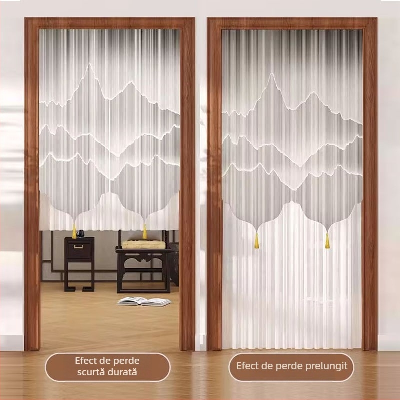 Draperie pentru ușă cu dantelă, anti-țânțari, intimitate pentru sufragerie și dormitor – poliester, model floral, stil modern minimalist, primăvara 2025