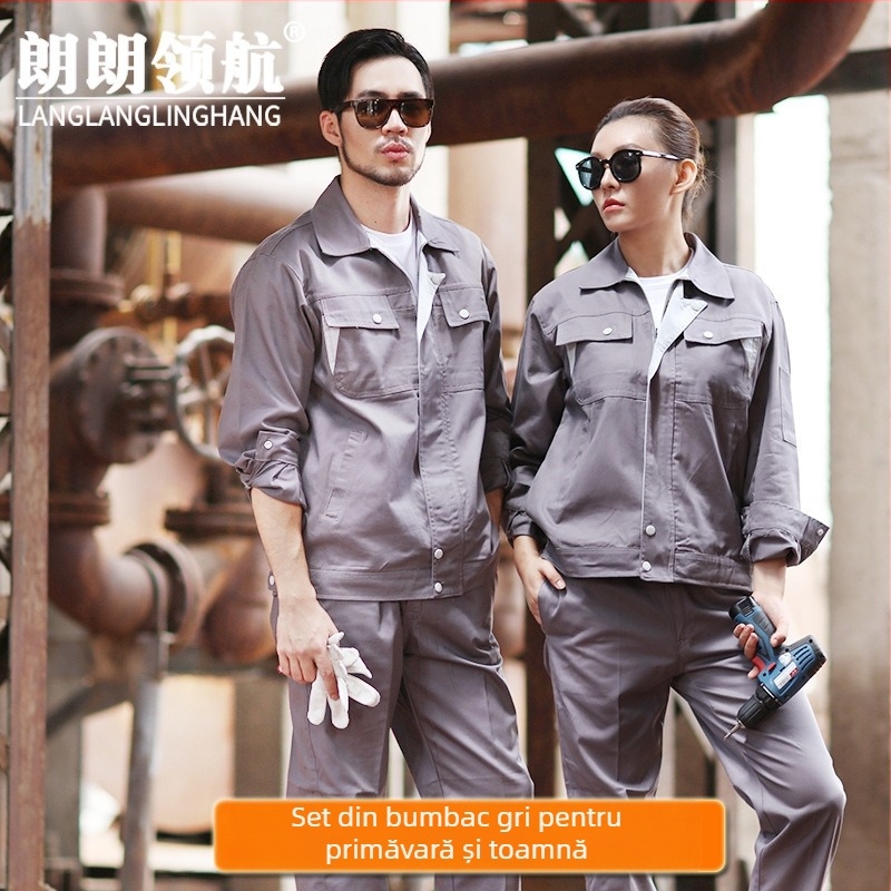 Costum de lucru pentru bărbați, mânecă lungă, primăvară-toamnă — durabil, respirabil, rezistent la uzură, uniformă de atelier