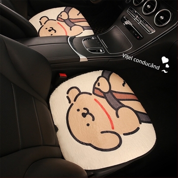 Perne USB încălzite pentru scaunul auto – design iarnă pluș, stil caricatură, suprafață poliester, umplutură burete, pentru mașină sau birou