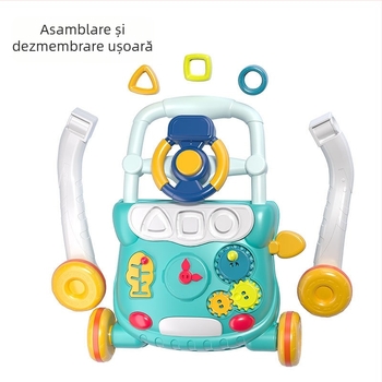 Plimbător pentru bebeluși cu design anti-răsturnare, plimbător multifuncțional propulsat manual pentru 0–3 ani, construcție din plastic, muzică pentru bebeluți