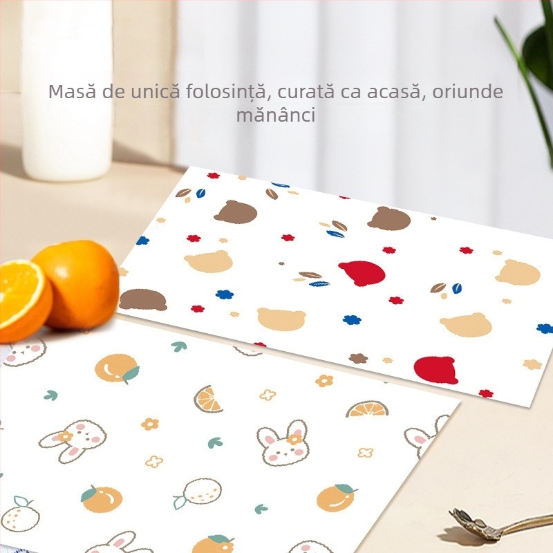 Covoraș de masă din hârtie, de unică folosință, pentru sugari și copii; anti-murdărire și rezistent la ulei; personalizare disponibilă