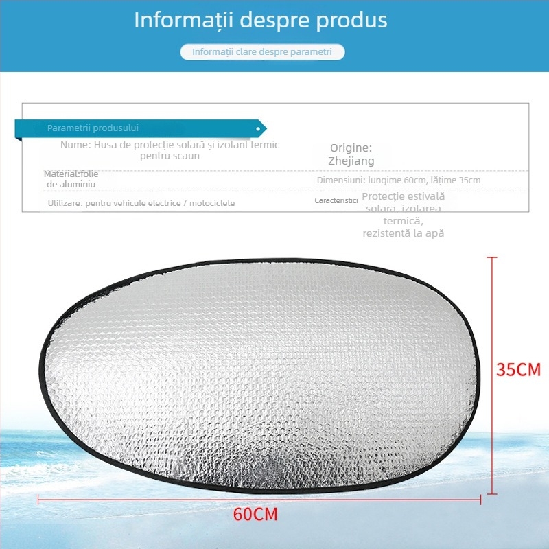 Loving pernă de protecție solară pentru mașini electrice și motociclete — protecție solară, izolație termică, protecție împotriva prafului, folie de aluminiu reflexivă