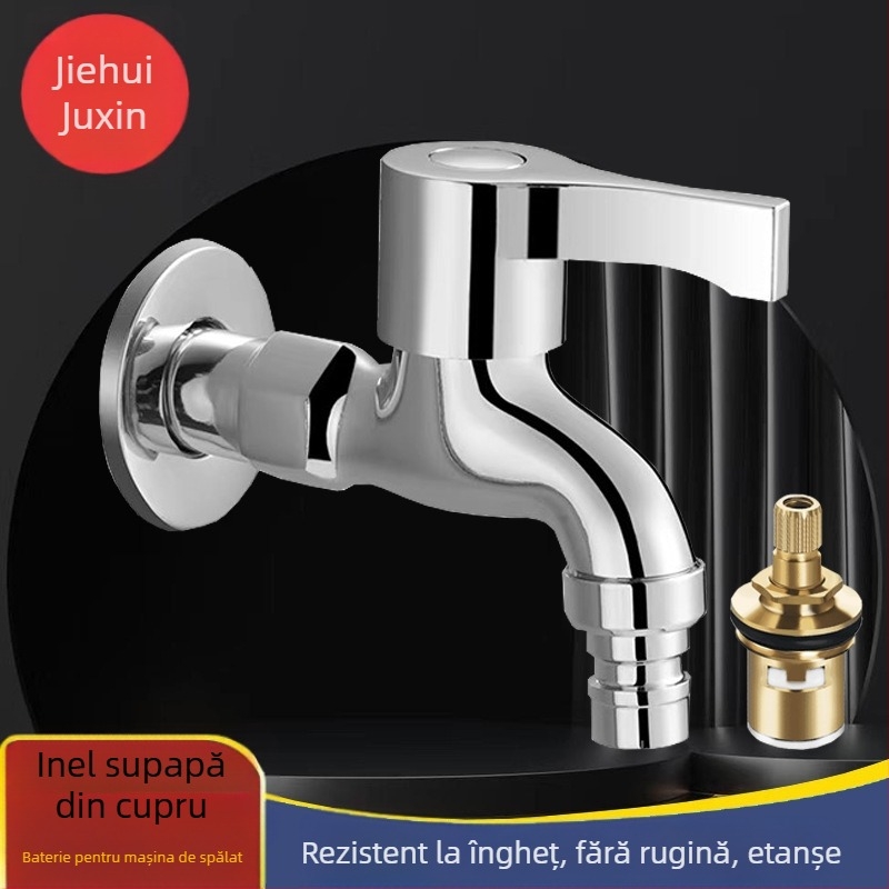 Robinet pentru mașină de spălat din cupru, cu deschidere rapidă, corp din cupru DN15, valvă cu nucleu ceramic, montaj manual, 0–100°C, 1,6 MPa