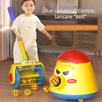 Jucărie de împins pentru copii cu lansator electric de bule — Carcasă din plastic, pentru 4–6 ani, dezvoltă coordonarea mână-ochi și vederea