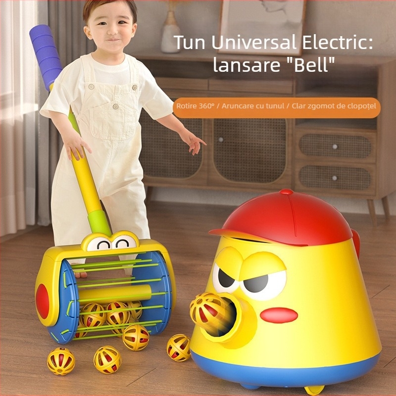 Jucărie de împins pentru copii cu lansator electric de bule — Carcasă din plastic, pentru 4–6 ani, dezvoltă coordonarea mână-ochi și vederea