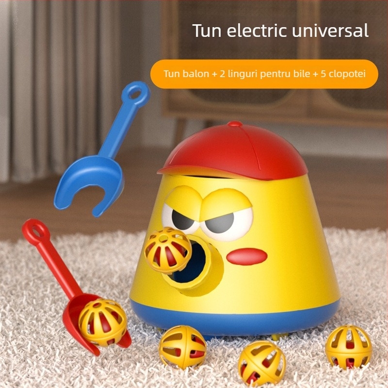 Jucărie de împins pentru copii cu lansator electric de bule — Carcasă din plastic, pentru 4–6 ani, dezvoltă coordonarea mână-ochi și vederea