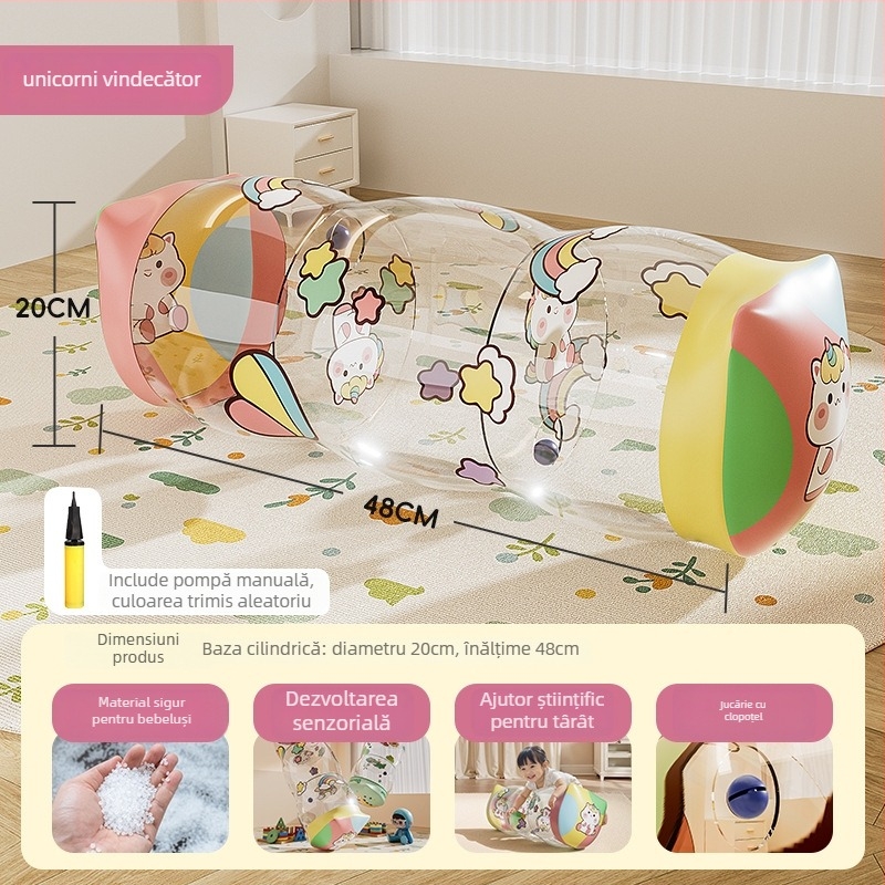 Rola gonflabilă pentru bebeluși – învățare timpurie (0–3 ani) | PVC, cu clopoțel, stimulează târârea și auzul, funcții interactive | Circle qi