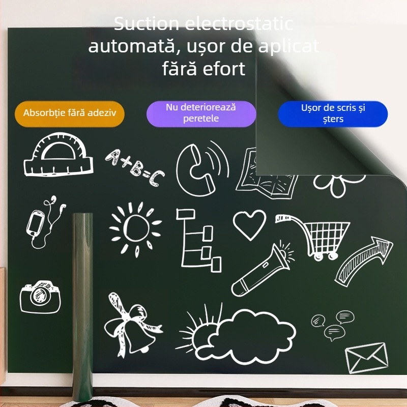 Stickere electrostatice pentru tablă de scris - graffiti fără adeziv, set 5+ bucăți, model simplu, pentru living, dormitor, birou, bucătărie, baie