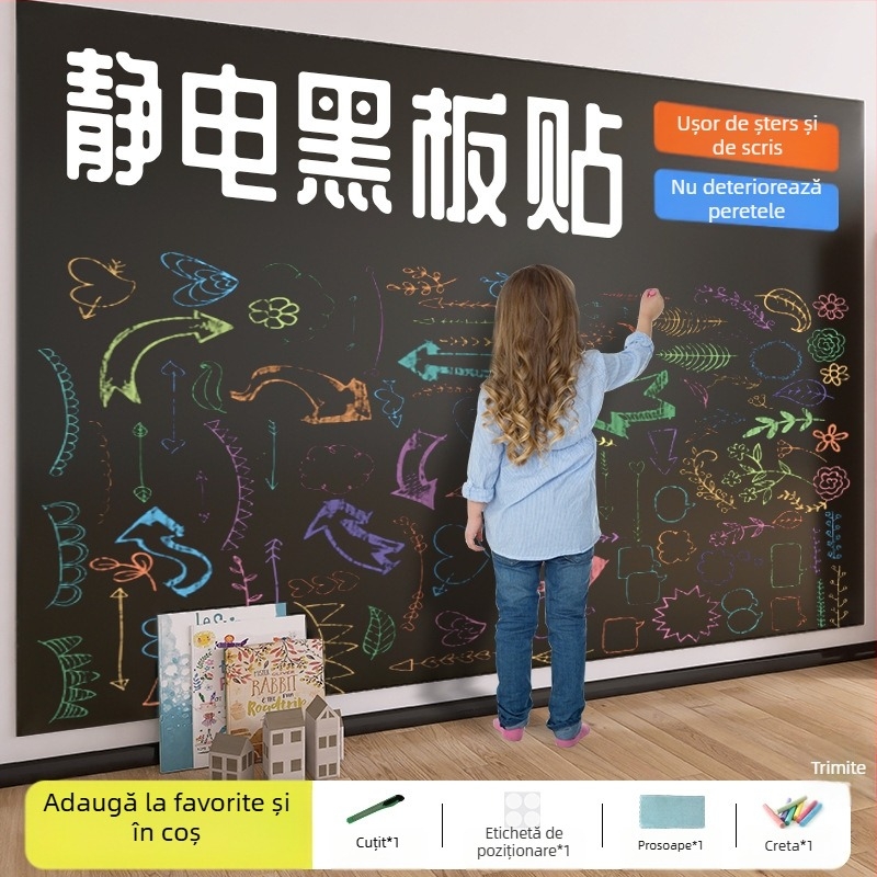 Stickere electrostatice pentru tablă de scris - graffiti fără adeziv, set 5+ bucăți, model simplu, pentru living, dormitor, birou, bucătărie, baie