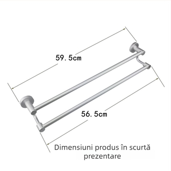 Suport pentru prosoape din aliaj de aluminiu, bară dublă înalt/jos, 2 straturi, design îngroșat, finisaj electroforetic, sarcină 18 kg