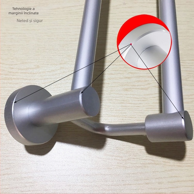 Suport pentru prosoape din aliaj de aluminiu, bară dublă înalt/jos, 2 straturi, design îngroșat, finisaj electroforetic, sarcină 18 kg