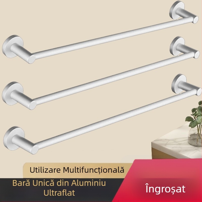 Suport de prosoape pentru baie din Space aluminiu, finisaj electrophoresis, bară unică, încărcare 10 kg
