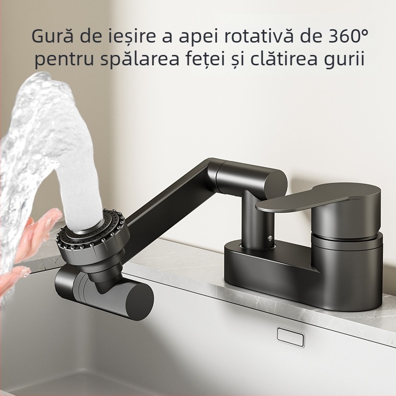 Robinet de lavoar cu două găuri – aliaj de cupru, ventil cu disc ceramic, 0–90°C, 0.1–0.9 MPa, Model: Dual-Hole Fortune Cat Basin Faucet