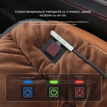 Perna de încălzire pentru scaunul auto 12V USB, încălzire electrică, umplutură Dutch Velvet, suprafață din poliester, pentru iarnă, model ZD-JZ101