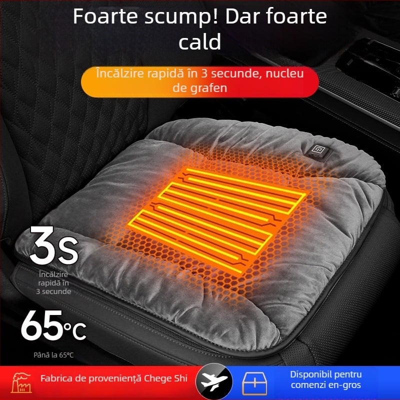 Perna de încălzire pentru scaunul auto 12V USB, încălzire electrică, umplutură Dutch Velvet, suprafață din poliester, pentru iarnă, model ZD-JZ101