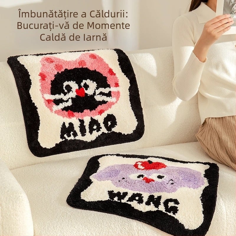 Perne pentru scaun din casmir artificial, umplutură din fibre de poliester, model cu animale drăguțe, stil modern minimalist, personalizare disponibilă.