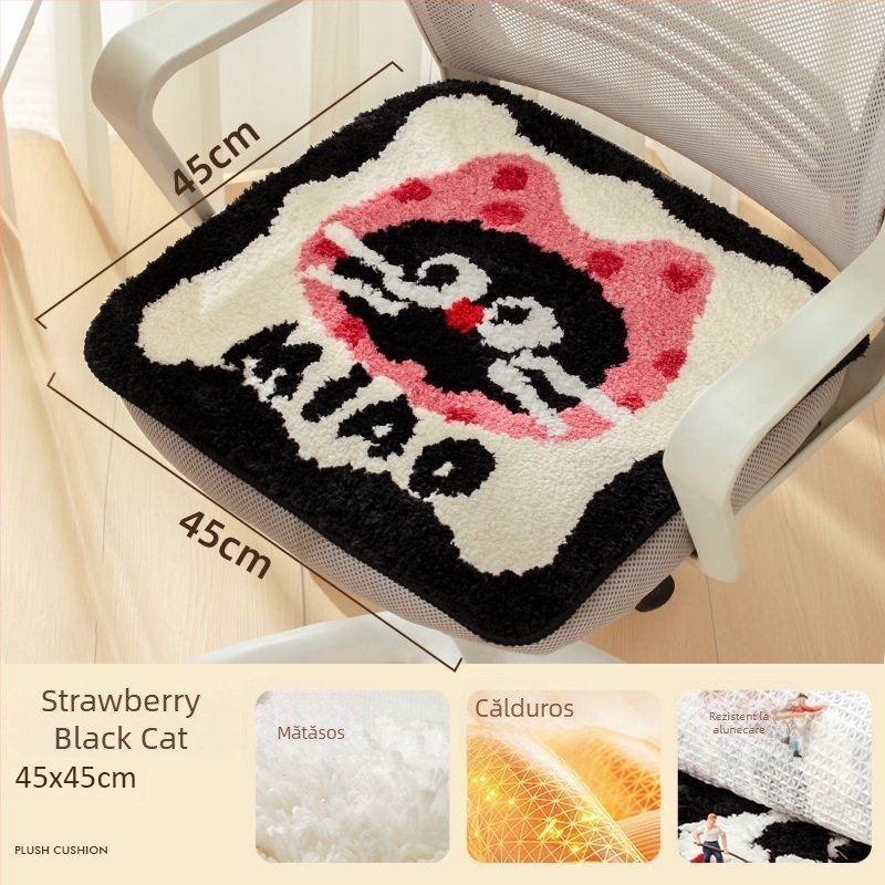 Perne pentru scaun din casmir artificial, umplutură din fibre de poliester, model cu animale drăguțe, stil modern minimalist, personalizare disponibilă.