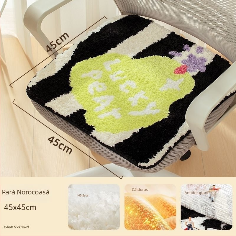 Perne pentru scaun din casmir artificial, umplutură din fibre de poliester, model cu animale drăguțe, stil modern minimalist, personalizare disponibilă.