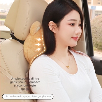 Pernă auto pentru cap și talie – stil desene animate, material pluș artificial, umplutură PP bumbac, potrivit pentru toate anotimpurile, compatibil cu mărcile auto generale (Brand: Group ch; Material: pluș artificial; Umplător: PP bumbac; Stil: Desen Anima
