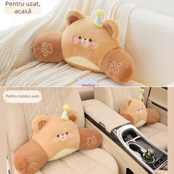 Pernă auto pentru cap și talie – stil desene animate, material pluș artificial, umplutură PP bumbac, potrivit pentru toate anotimpurile, compatibil cu mărcile auto generale (Brand: Group ch; Material: pluș artificial; Umplător: PP bumbac; Stil: Desen Anima