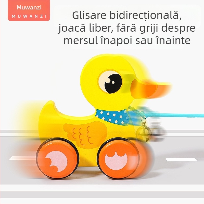 Jucărie de tras din lemn pentru copii, cu design animal de desene animate, 4–6 ani; material lemn; marcă Big hand in small hand; dezvoltă coordonarea mână-ochi