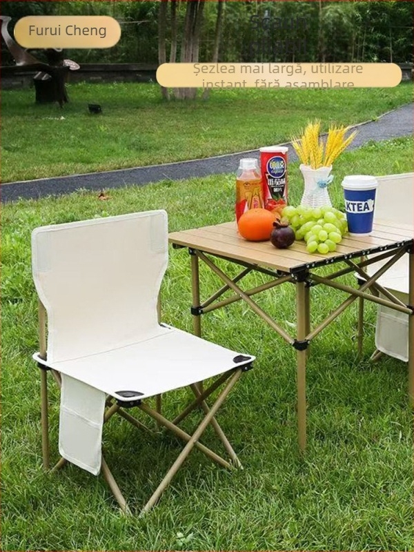 Scaun pliabil exterior portabil, cadru metalic, personalizabil