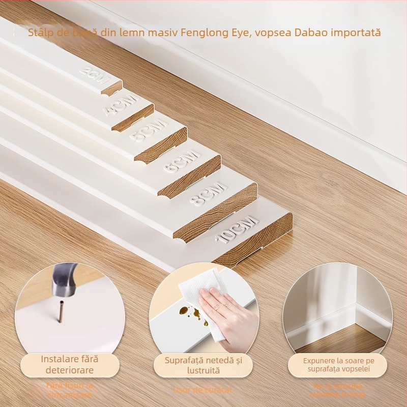 Plintă din lemn masiv Longan, stil franțuzesc vopsit, model YDMY-H-FLY