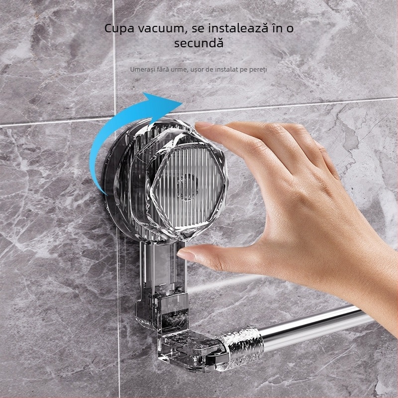 Raft de prosoape cu ventuză pentru baie, din oțel inoxidabil, fără găuri, extensibil