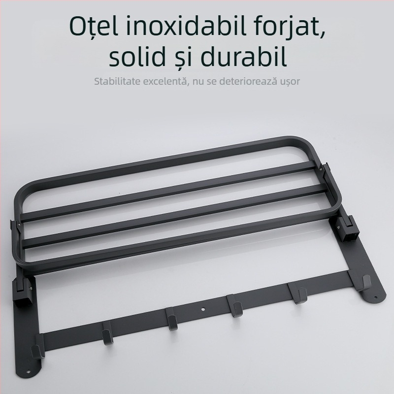 Raft de prosoape din oțel inoxidabil, montat pe perete, cu un singur rând, pentru depozitare, capacitate 20 kg