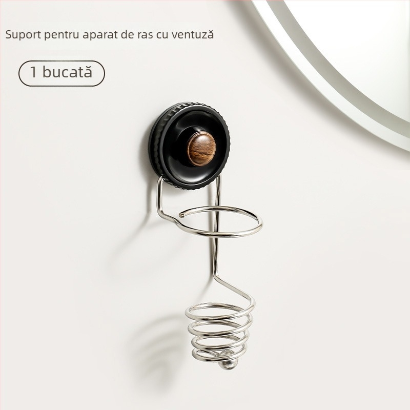 Raft de perete cu ventuză din oțel inoxidabil, fără găuri, pentru aparat de ras electric și pieptene, montaj rotativ