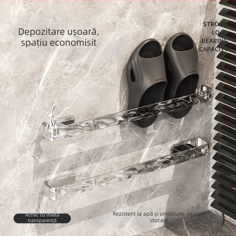 Zexi AS Raft de perete pentru papuci și prosoape de baie cu drenaj, montaj fără găuri - Personalizare producție, etichetă privată disponibilă