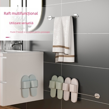 Guangkai Raft pentru papuci din oțel inoxidabil, montat pe perete — montaj fără găuri, organizator baie