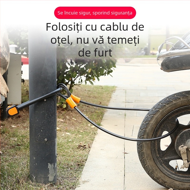 Lacăt în formă de U pentru bicicletă, JcSp Jianshi, model U-lock, cablu din oțel, 1,6 kg, stil modern simplu