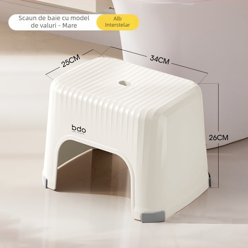 Scaun mic de baie din plastic pentru copii, antiderapant, îngroșat, design pătrat, material PP+TPR