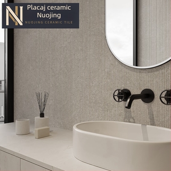 Placă ceramică de interior pentru perete, model canelat, finisaj mat, antialunecare, stil modern minimalist, imitatie de plăci antice, pentru living