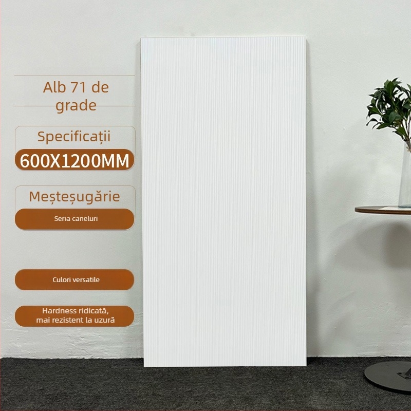 Placă ceramică de interior pentru perete, model canelat, finisaj mat, antialunecare, stil modern minimalist, imitatie de plăci antice, pentru living