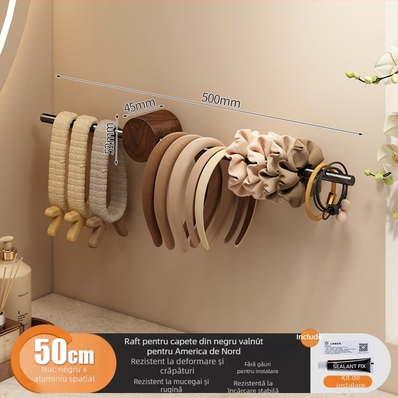 Raft de prosoape din lemn, montat pe perete, stil minimalist modern, cu un singur braț